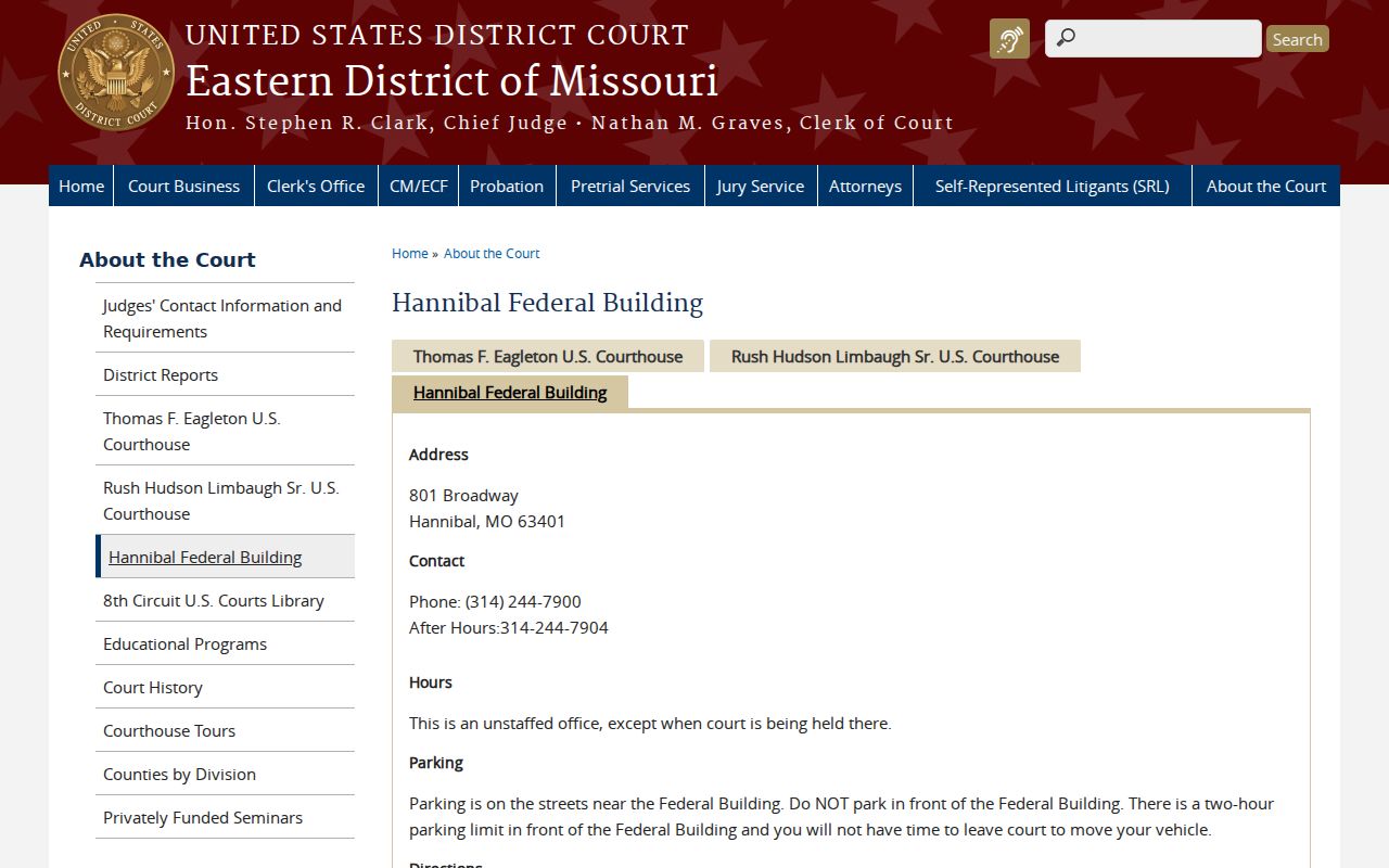 Hannibal Federal Building location and staffing notice