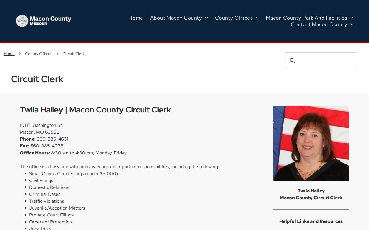Macon County Circuit Clerk hours and Case.net notice